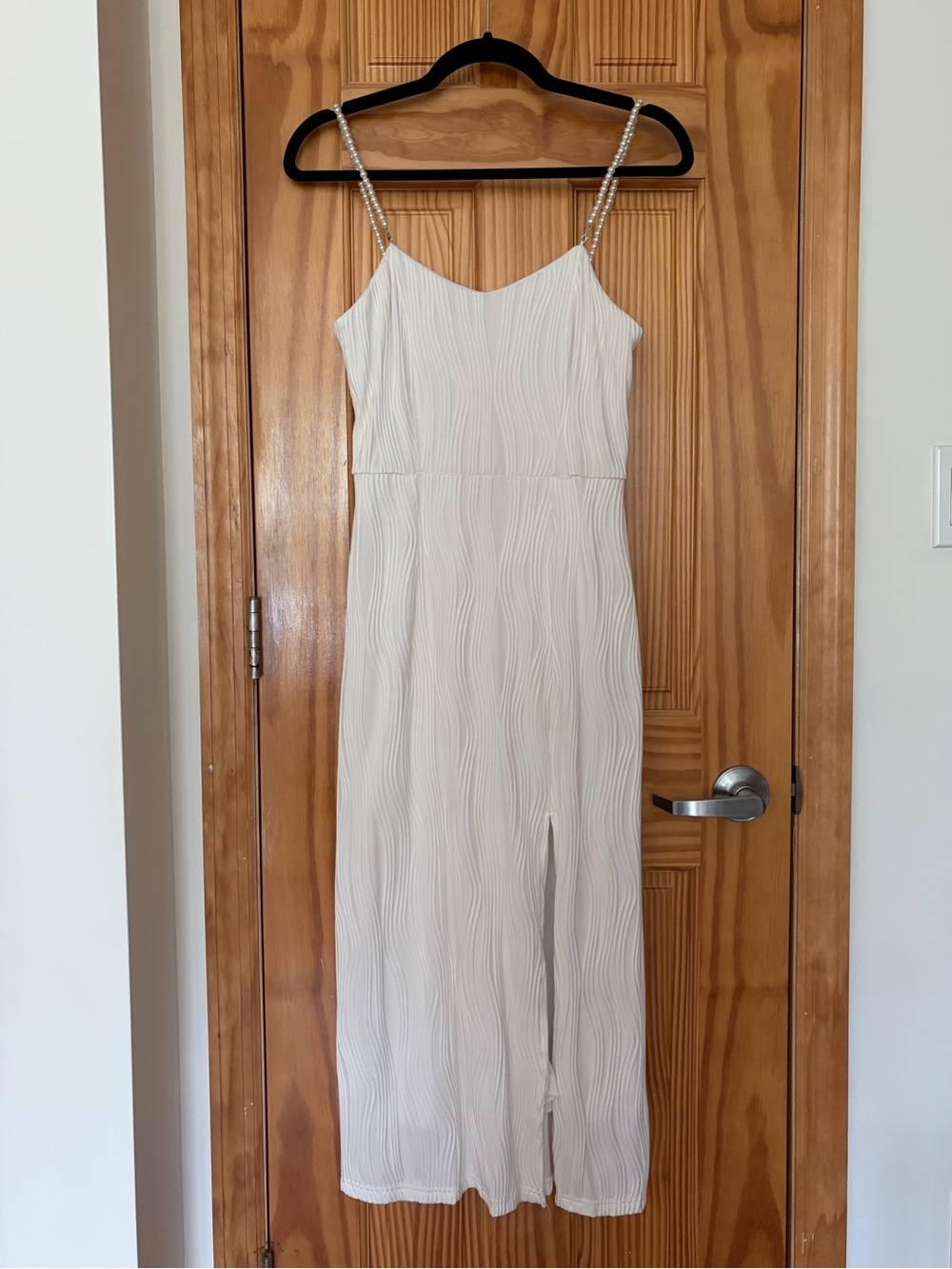 RIHOAS Wave Pearl Strap Midi Dress